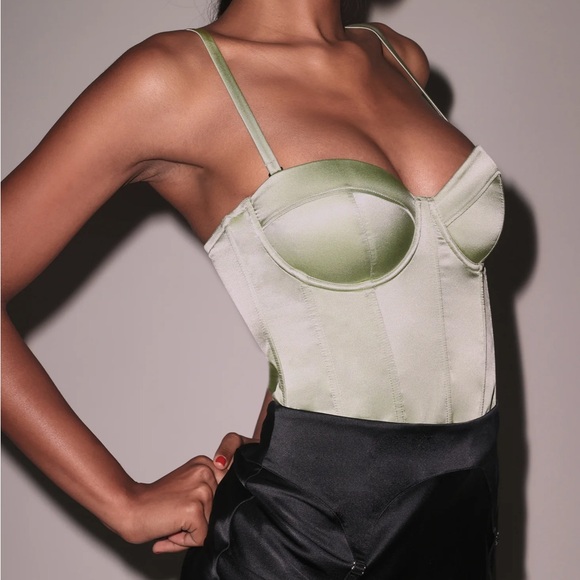 Fleur du Mal NEW NWT Sage Green Silk Hamptons Bustier Top - Picture 9 of 16